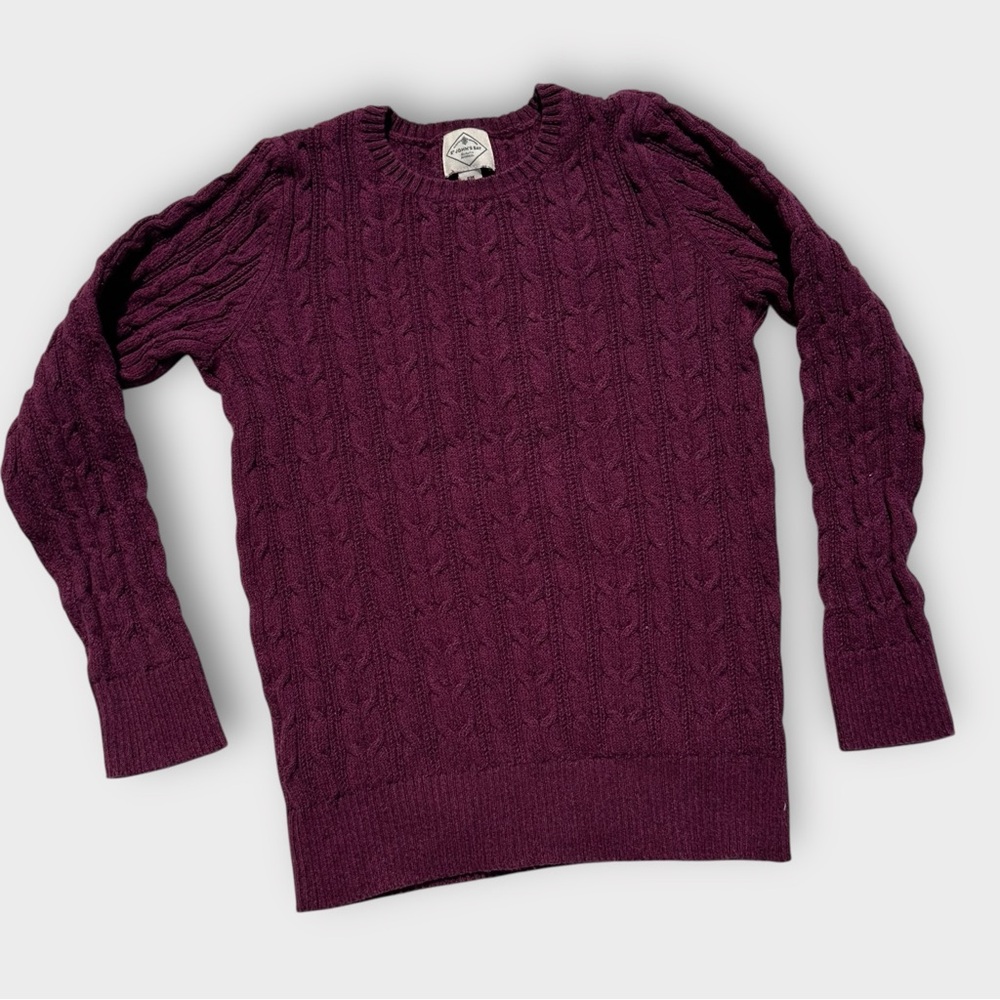 St. John's Bay Burgundy Cable Knit Crewneck Sweater PM Petite Medium Raspberry - Picture 3 of 9